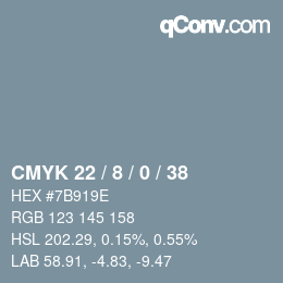 颜色代码: CMYK 22 / 8 / 0 / 38 | qconv.com