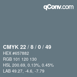 カラーコード: CMYK 22 / 8 / 0 / 49 | qconv.com