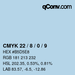 颜色代码: CMYK 22 / 8 / 0 / 9 | qconv.com