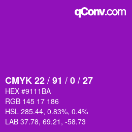 Color code: CMYK 22 / 91 / 0 / 27 | qconv.com