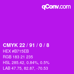 Color code: CMYK 22 / 91 / 0 / 8 | qconv.com