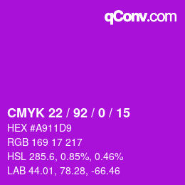 Color code: CMYK 22 / 92 / 0 / 15 | qconv.com