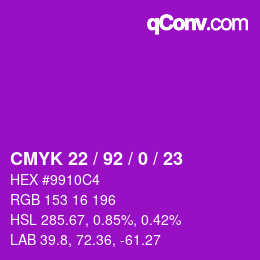 カラーコード: CMYK 22 / 92 / 0 / 23 | qconv.com