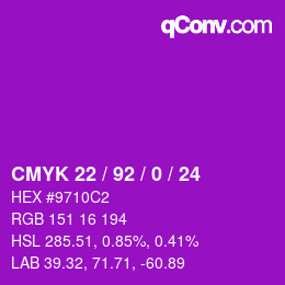 Color code: CMYK 22 / 92 / 0 / 24 | qconv.com