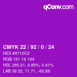 カラーコード: CMYK 22 / 92 / 0 / 24 | qconv.com