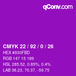 カラーコード: CMYK 22 / 92 / 0 / 26 | qconv.com