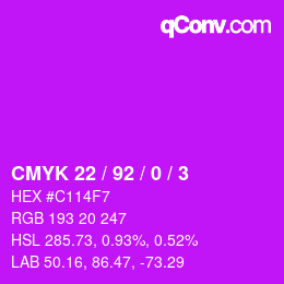 カラーコード: CMYK 22 / 92 / 0 / 3 | qconv.com