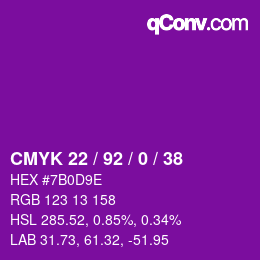 颜色代码: CMYK 22 / 92 / 0 / 38 | qconv.com