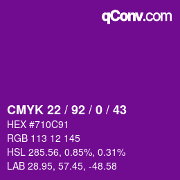 カラーコード: CMYK 22 / 92 / 0 / 43 | qconv.com