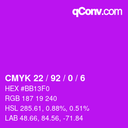 カラーコード: CMYK 22 / 92 / 0 / 6 | qconv.com