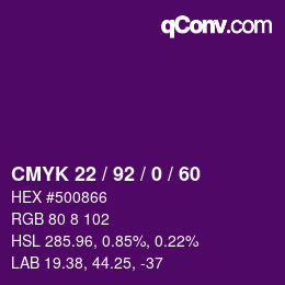 カラーコード: CMYK 22 / 92 / 0 / 60 | qconv.com