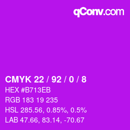 颜色代码: CMYK 22 / 92 / 0 / 8 | qconv.com