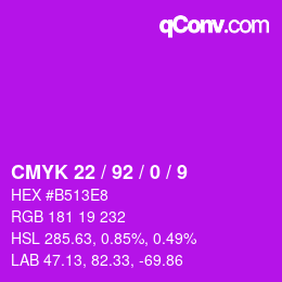 カラーコード: CMYK 22 / 92 / 0 / 9 | qconv.com