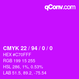 カラーコード: CMYK 22 / 94 / 0 / 0 | qconv.com