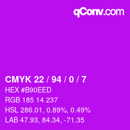颜色代码: CMYK 22 / 94 / 0 / 7 | qconv.com