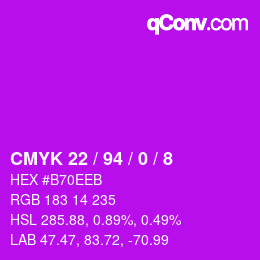 Color code: CMYK 22 / 94 / 0 / 8 | qconv.com
