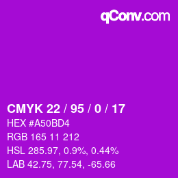 カラーコード: CMYK 22 / 95 / 0 / 17 | qconv.com