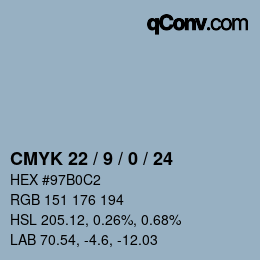 颜色代码: CMYK 22 / 9 / 0 / 24 | qconv.com