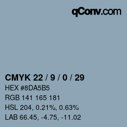 颜色代码: CMYK 22 / 9 / 0 / 29 | qconv.com