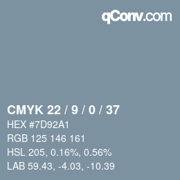 Código de color: CMYK 22 / 9 / 0 / 37 | qconv.com