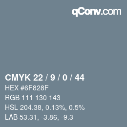 カラーコード: CMYK 22 / 9 / 0 / 44 | qconv.com