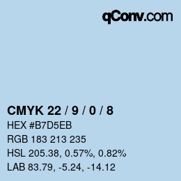 颜色代码: CMYK 22 / 9 / 0 / 8 | qconv.com