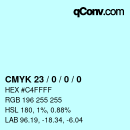 カラーコード: CMYK 23 / 0 / 0 / 0 | qconv.com