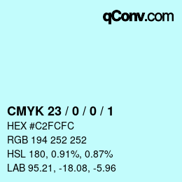 Color code: CMYK 23 / 0 / 0 / 1 | qconv.com