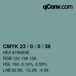 カラーコード: CMYK 23 / 0 / 0 / 38 | qconv.com