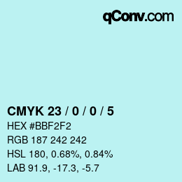 Color code: CMYK 23 / 0 / 0 / 5 | qconv.com
