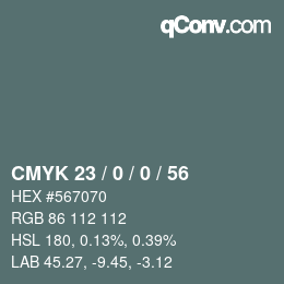 カラーコード: CMYK 23 / 0 / 0 / 56 | qconv.com