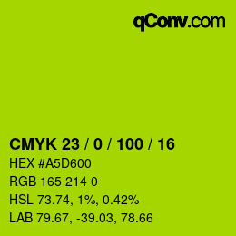 Color code: CMYK 23 / 0 / 100 / 16 | qconv.com