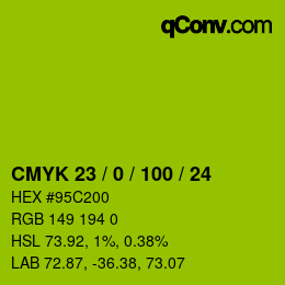 カラーコード: CMYK 23 / 0 / 100 / 24 | qconv.com