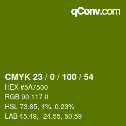 颜色代码: CMYK 23 / 0 / 100 / 54 | qconv.com