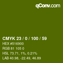 Color code: CMYK 23 / 0 / 100 / 59 | qconv.com