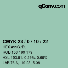 カラーコード: CMYK 23 / 0 / 10 / 22 | qconv.com