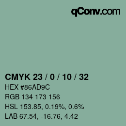 颜色代码: CMYK 23 / 0 / 10 / 32 | qconv.com