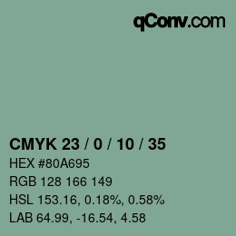 Color code: CMYK 23 / 0 / 10 / 35 | qconv.com