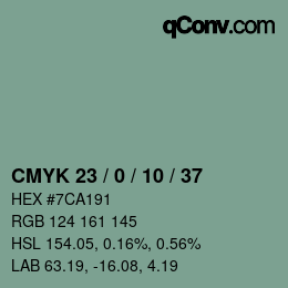 カラーコード: CMYK 23 / 0 / 10 / 37 | qconv.com