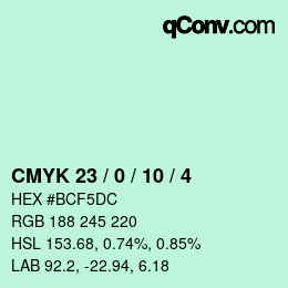 カラーコード: CMYK 23 / 0 / 10 / 4 | qconv.com