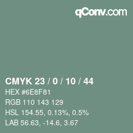 Farbcode: CMYK 23 / 0 / 10 / 44 | qconv.com