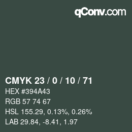 カラーコード: CMYK 23 / 0 / 10 / 71 | qconv.com