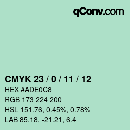 カラーコード: CMYK 23 / 0 / 11 / 12 | qconv.com