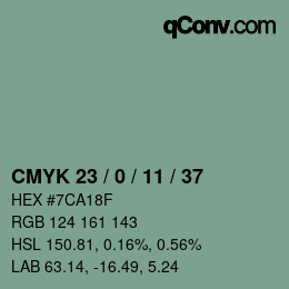 カラーコード: CMYK 23 / 0 / 11 / 37 | qconv.com
