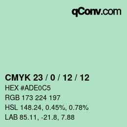 カラーコード: CMYK 23 / 0 / 12 / 12 | qconv.com