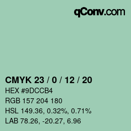 Color code: CMYK 23 / 0 / 12 / 20 | qconv.com