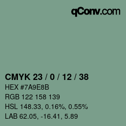 Color code: CMYK 23 / 0 / 12 / 38 | qconv.com