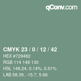 Color code: CMYK 23 / 0 / 12 / 42 | qconv.com
