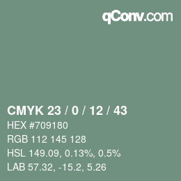 Color code: CMYK 23 / 0 / 12 / 43 | qconv.com