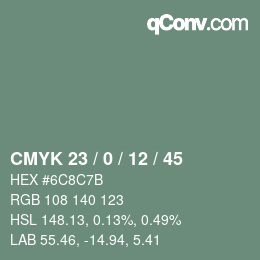 颜色代码: CMYK 23 / 0 / 12 / 45 | qconv.com